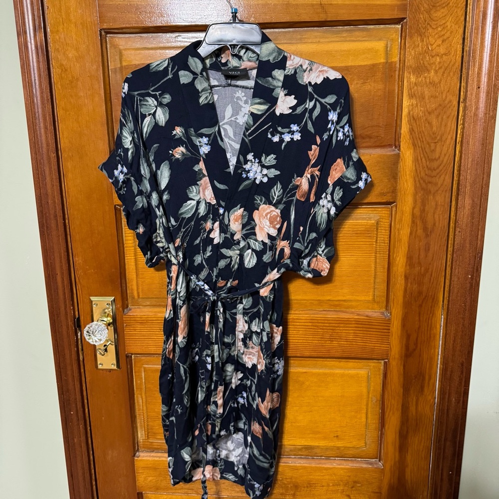 Floral Wrap Dress - Blue and Floral